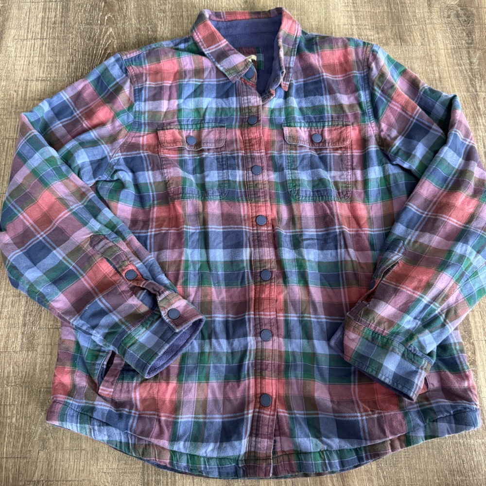 L.L. Bean Multicolor Plaid Snap-Front Flannel Shirt Jacket